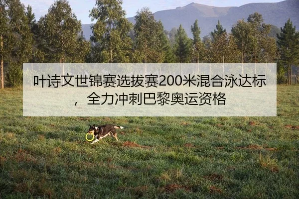 叶诗文世锦赛选拔赛200米混合泳达标，全力冲刺巴黎奥运资格